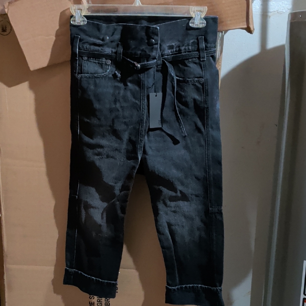 sz 24 Nwt R13 Stanley Crossover Dark Denim Cropped Pants with Belt